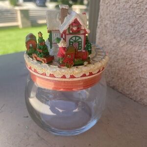 Christmas Santa’s Workshop Candle Jar and Topper